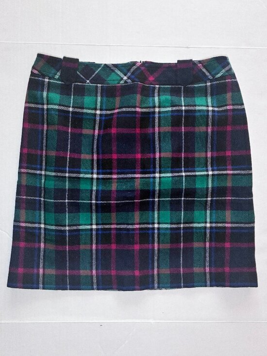 Talbots Dresses & Skirts - Talbots Petites Wool Blend Plaid Mini Skirt - 12P - Green Navy Pink